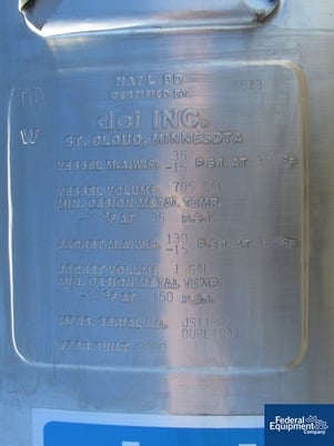 700 gallon DCI, reactor, Stainless Steel, 35/135 psi, #241-3 - Image 7