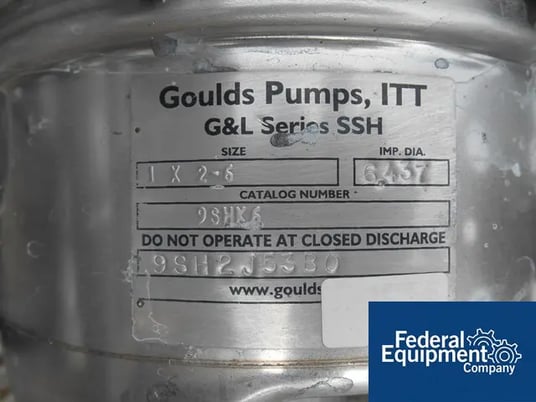 Goulds, 1" x 2" x 6" centrifugal pump, Stainless Steel, .75 HP, #43522 - Image 3