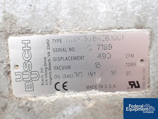 Busch #R5RA0630, Vacuum Pump, #2872-4 - Image 2