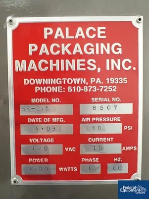 Palace Packaging #SR-2.5, capacity retorquer, rotary design, AB Micrologix 1200 PLC, 120 V., serial #8507 - Image 2