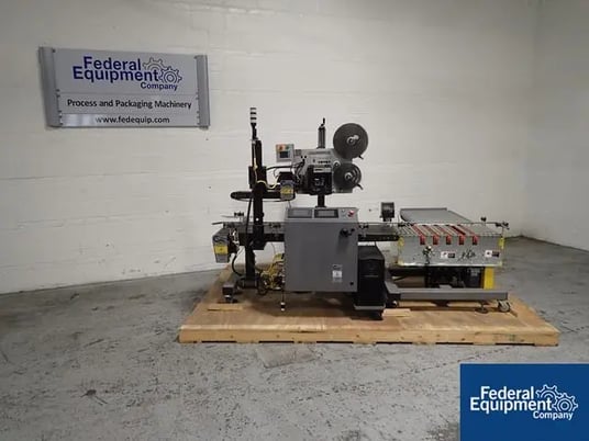 Weber #5300, box label printer/applicat, conveyor & reject, 101" long x 18" wide, 36" long reject pack-off - Image 1