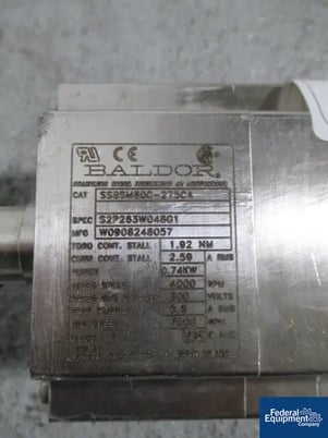 Baldor #SSBSM80C-275CA, Stainless Steel mixer, 1 HP motor, 4000 RPM, 300 V., serial #W0908248057, #2792-79 - Image 2