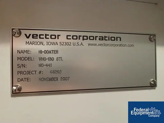 52" Vector #VHC-130STL, Stainless Steel perforated coating pan, 2007, #2927-7, 2007 - Image 2