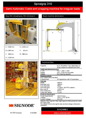 Signode SpiralGrip #310, semi-automatic overhead stretch wrapping system, 12 RPM, approx 35 loads per hour - Image 7