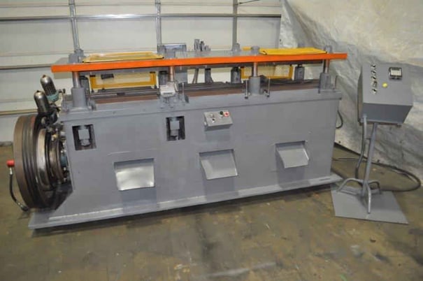 50 Ton, Tishken, cutoff press, 2 stroke, 8" Shut Height, 96" x24" bed, 8-posts, 10 HP, air clutch & brake - Image 1