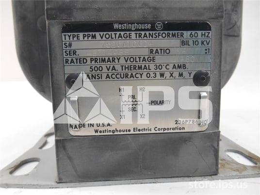 WH 4:1 Ppm Potential Transformer 480:120, 10 KV Bil, 500v Amps - Image 2