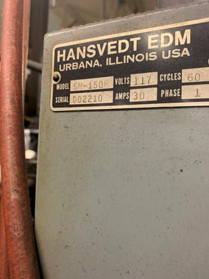 Hansvedt #SM-150B, ram type Electrical Discharge Machine, 30 amp, 9" x15" table, Dielectric oil supply, 1982 - Image 6