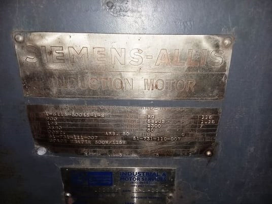 900 HP 3600 RPM Siemens-allis, Frame 589US, WPISB, 2300 Volts (2 available) - Image 3