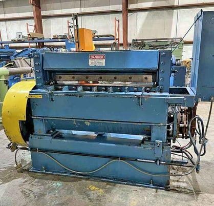 .135" x 4' Sesco, cut-to-length shear, bow tie top blade, air cooled & brake - Image 1