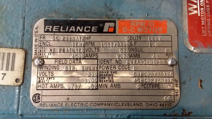 5 HP 1800 RPM Reliance, Frame SC2113ATZ, TENVBB, 500 VA, 300 VF - Image 3