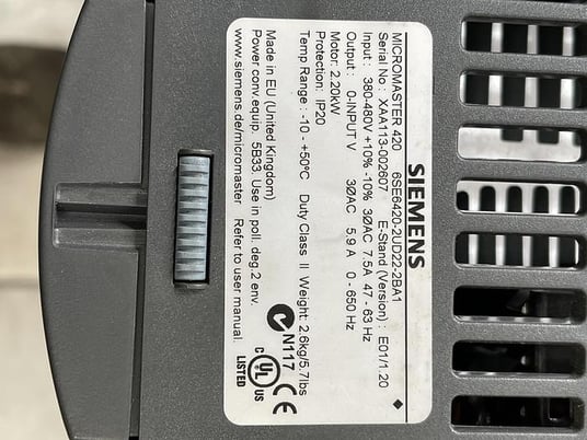 Siemens, 6SE6420-2UD22-ABA1, Micromaster 420, #104360 - Image 3