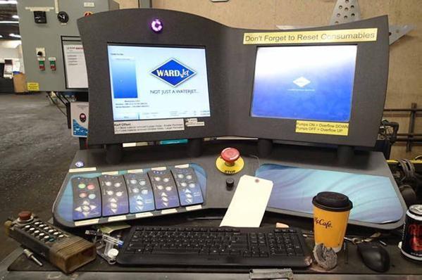 Wardjet #RX-3013, 4-head, waterjet cutting system, 100 HP, 60000 psi, 30' x 13' area, 2009 - Image 3