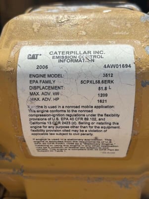 1492 HP Caterpillar #D3512B, 1200 RPM, 28215 hours, s/n 4AW01694, rebuilt 2001 (2 available) - Image 5