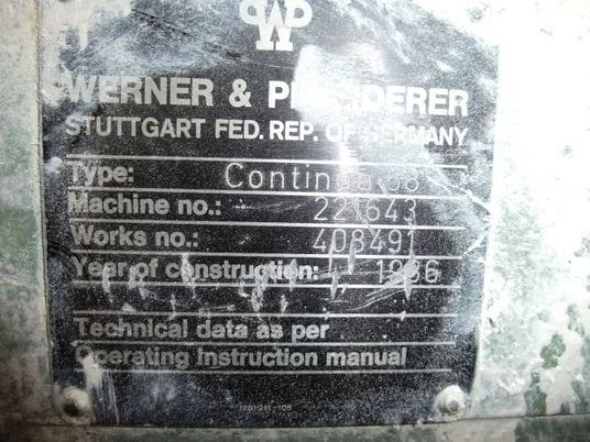 Werner & Pfleiderer, twin screw extruder, 58mm screw, 16:1 L/D, 25 HP DC, co-rotating, 1986 - Image 2
