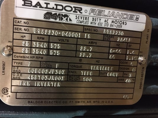 45 GPM @ 417' TDH, United - CPC #VP-CX, type OH4, size S2x3x13, 25 HP Baldor motor - Image 4