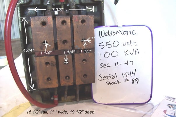 100 KVA 550 Primary, , Weld-O-Matic, machine type transformer, 11-4.7 amps - Image 4