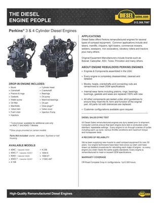 172 HP Perkins #1204E-E44TTA BAL, Engine Assembly, 2200 RPM, Remanufactured - Image 3