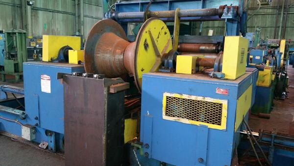 20000 lb. Dahlstrom, 72" cone uncoiler w/floor standing V-type coil car, peeling table, edge trimming head - Image 1