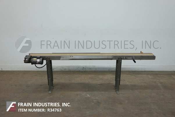 6" wide x 9.1' long, Stainless Steel belt conveyor, 37"-41" infeed/discharge height - Image 1