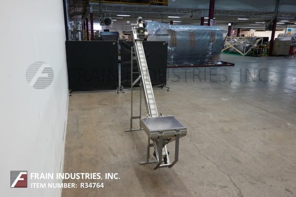3-1/2" wide x 9' long, Stainless Steel inclined cleated belt feeder, 82" ground clearance, with 21" L x 21" W - Image 2