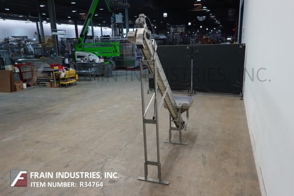3-1/2" wide x 9' long, Stainless Steel inclined cleated belt feeder, 82" ground clearance, with 21" L x 21" W - Image 3