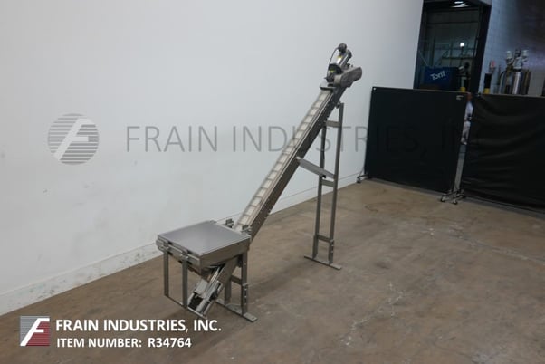 3-1/2" wide x 9' long, Stainless Steel inclined cleated belt feeder, 82" ground clearance, with 21" L x 21" W - Image 5