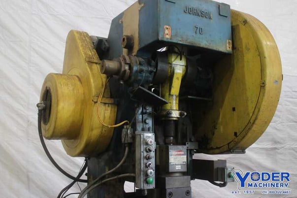 70 Ton, Johnson #70, OBI press, 5" stroke, 17-1/2" Shut Height, air clutch & brake, 7.5 HP, #74096 - Image 3
