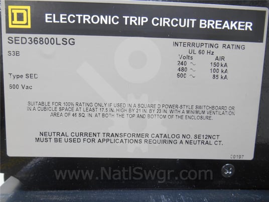 800 Amps Square D Sed36800lsg Mo/do (sed36800) Micrologic Series B Lsig, 800 Amps Ct, Arp075 Rp - Image 4