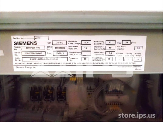 15 KV Sa Gmsg 40k Amps Indoor Switchgear 1200 Amps Breaker Compartment, Lv Compartment, Instrument Compartment - Image 3
