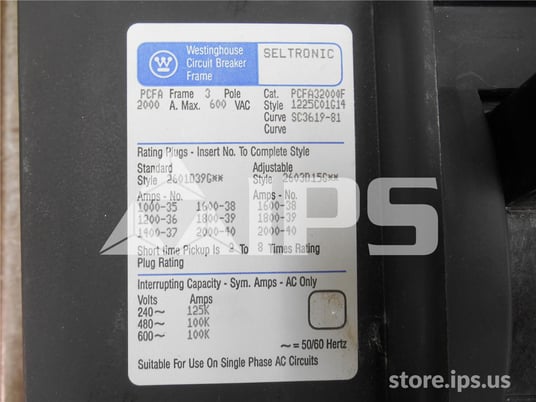 WH Seltronic Pcfa Mccb 2000at, 2000 Amps Frame - Image 3