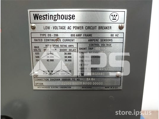 800 Amps WH Ds-206 Eo/do 120 Volts AC Control, Amptector I-a Li, 800 Amps Ct - Image 5