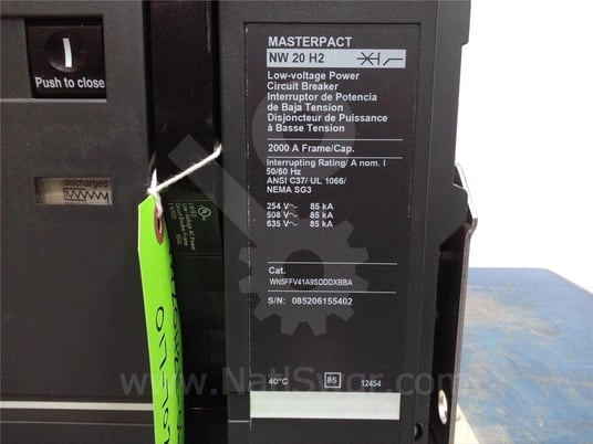 2000 Amps Square D Masterpact Nw20 H2 Eo/bi Wn5ffv41a9sdddxbba 48 Volts DC Control, 48 Volts DC Uv - Image 6