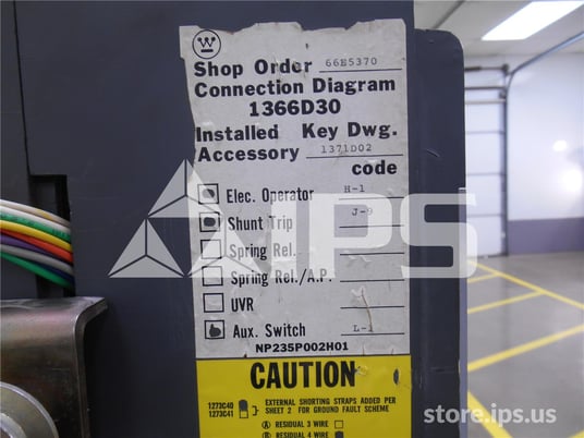 1600 Amps WH Spb-65 Eo/do (spb65) 120 Volts AC Control, 24 Volts DC Trip, Pow-r Trip 7 Lsig, 1600 Amps Rp - Image 3