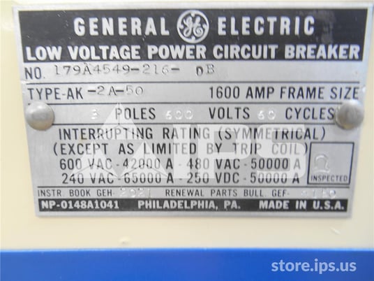 1600 Amps GE Ak-2a-50 Eo/do (ak-_a-50) 115 Volts AC Control, AC Pro Lsig, 800-1600 Amps Ct - Image 4
