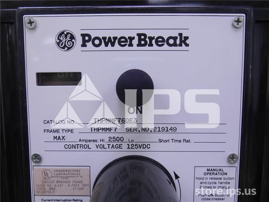 2500 Amps GE Thpmmf Power Break Eo/bi (thpmm) 125 Volts DC Control, 600 Amps Series Trip - Image 3
