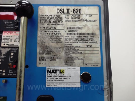 2000 Amps Ch Dslii-620 Mo/do Rms 810 Lsg, 1600 Amps Ct, 1200 Amps Rp, 3000 Amps Fuse - Image 6