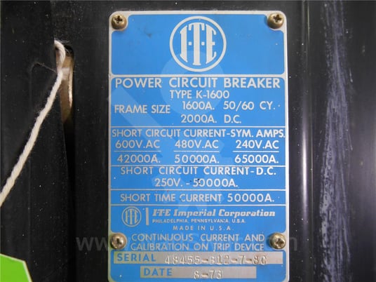 1600 Amps ITE K-1600 Red Mo/do Od-3 Li 800 Amps - Image 2