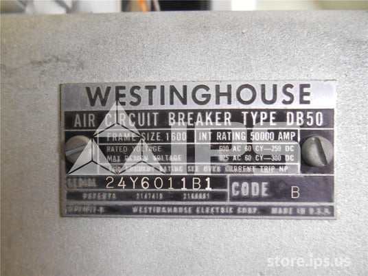 1600 Amps WH Db-50 Eo/do 3p 125 Volts DC Control, 125 Volts DC Close, 125 Volts DC Trip With Bell Alarm Switch - Image 3