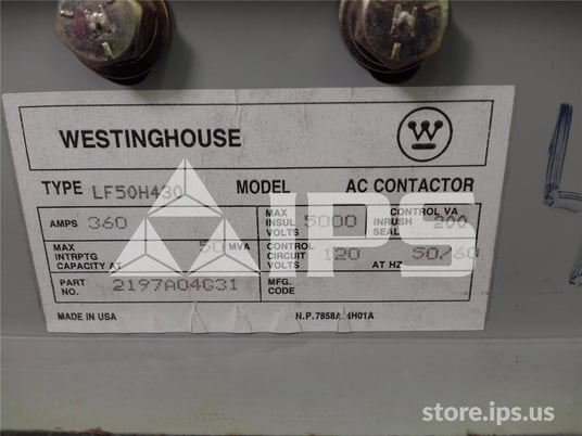 360 Amps WH Lf Ampgard Contactor Lf50h430 120 Volts AC Control - Image 5