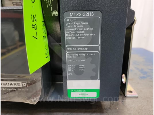 3200 Amps Square D Masterpact Mtz2 32h3 Eo/do Unused Surplus (mtz232h3) 120 Volts AC Control, 24 Volts AC - Image 6