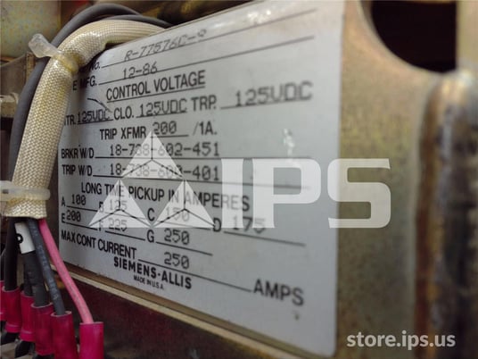 800 Amps Sa Rl-800 Eo/do 125 Volts DC Control, Ssii Lig, 200 Amps Ct, Dual Switch Bell Alarm - Image 4