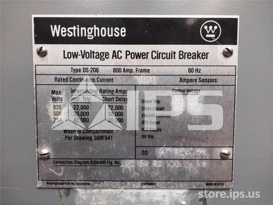 800 Amps WH Ds-206 Eo/do 125 Volts DC Control, Westrip Rms-2000 Lsig, 300 Amps Ct - Image 5