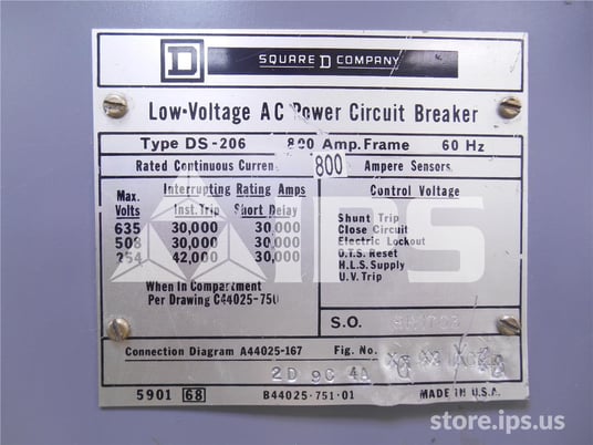800 Amps Square D Ds-206 Mo/do Westrip Rms-2000 Lsig, 800 Amps Ct, Dual Switch Bell Alarm - Image 3