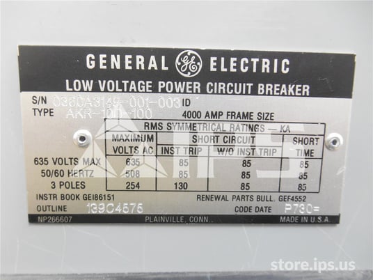 4000 Amps GE Akr-10d-100 Eo/do (akr-_d-100) 120 Volts AC Control, Mvt Pm Lsig, 4000 Amps Ct, 4000 Amps Rp - Image 4