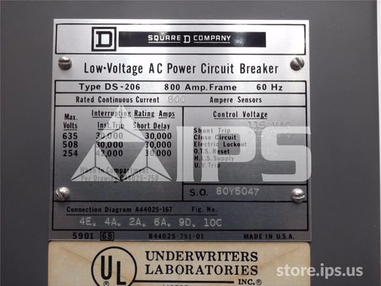 800 Amps Square D Ds-206 Eo/do 120 Volts AC Control, Amptector I-a Lsi, 800 Amps Ct, Bell Alarm - Image 5