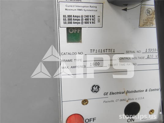 1600 Amps GE Tp Power Break Eo/bi (tp1616) 120 Volts AC Control, Mvt Plus Lig, 1600 Amps Ct - Image 4