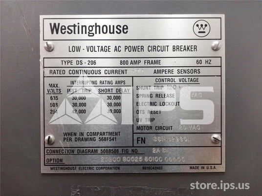800 Amps WH Ds-206 Eo/do 120 Volts AC Control, Amptector I-a Li, 800 Amps Ct - Image 5