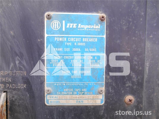 3000 Amps ITE K-3000s Red Eo/do 120 Volts AC Control, Ss4 Ls - Image 3