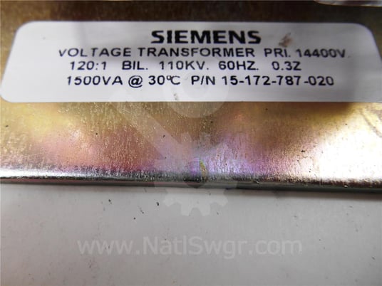 Siemens-Allis, 15-172-787-020, 120:1 ptw-5 potential transformer surplus012-965 - Image 2