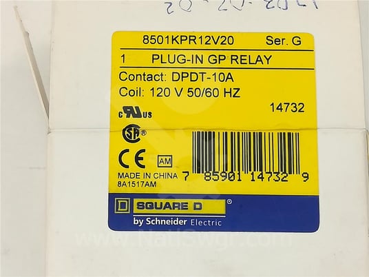 Square d, 8501kpr12v20, 120vac control relay y new 018-160 - Image 2